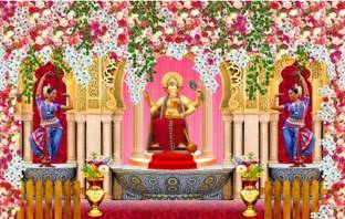 HARSHAD CREATION Backdrop & Ganesh Ji Decoration,5X8Ft Altar Cloth