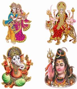 EJAart Shiv ji | Ram Bhakt Hanuman | Radha Madhav | Vaashno Devi Pack of 4