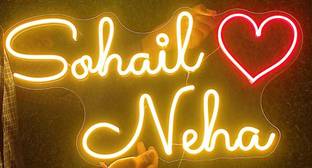 Shri Balaji ji art Neon Couple Name Neon Sign Led