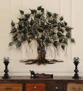 SMAART CRAAFTS Wall Décor Iron Bodhi Tree In Golden Wall Art