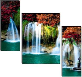 saf Waterfall wall painting for home decoration Pack of 3