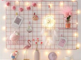 PIKIFY Steel Photo Grid Frame for Wall & Basket + Tray, Clip Holder Multi Functional