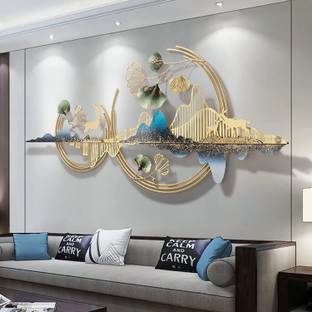 अल्ट्रा शाइन होम डेकॉर Metal Wall Art for Living Room Mountain with Deer Hangings Sculpture