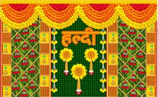 Sanskriti Decorative Haldi Fabric Backdrop 5x8FT | Home Decor Fabric | Wedding Function