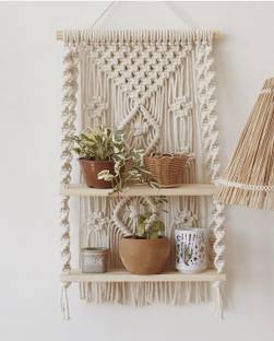 राजदीप कलेक्शन Macrame Wall Hanging Shelf Home Wall Décor (MADE IN INDIA)