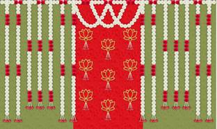 Backdropon Hanging Flower with Lotus Design Printed Backdrop(5Feet Height & 8Feet width)