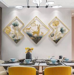 Deco Art Corp Metal Deer Wall Decor Hanging For Home, Office, Restaurant Decoration Pack of 3