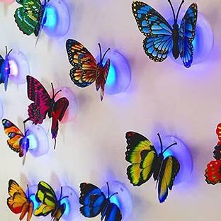ARV Home Decor LED 3D Plastic Butterfly with Sticking Pad Pack of 10