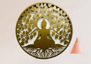 TrophyWalaa Buddha Metal Wall Art Backlit Buddha Metal 3D Wall Art with LED - 60 cm