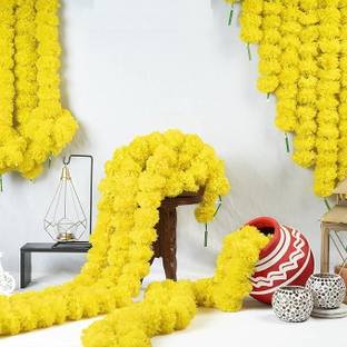 VELLURA SALES Artificial Decoration 10 pieces yellow flower for Home, Wall, Office, Decoration