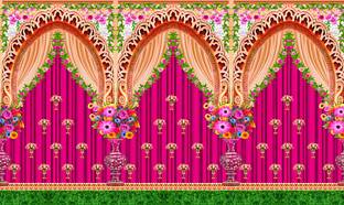 Backdropon Decorative Flower Design Printed Fabric Backdrop (5Feet Height & 8Feet width)