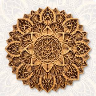 Gloridec Wooden 3D Mandala Wall Decore | Decorative Multi Layered Mandala Wall Art