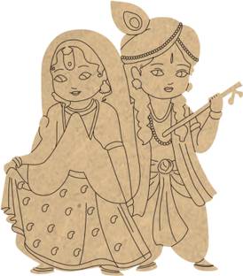 APS Art Plus Store MDF Wood Laser Cut-out, Radha Krishan Pre-Marked Wall Hanging For DIY Ideas