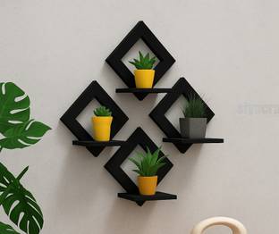 siya craft Kite Combo Eight Set Black Frame Home Décor MDF Wooden Wall Hanger for Bed Room