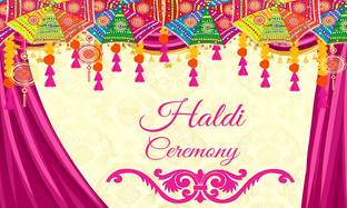 Backdropon Haldi Ceremony Design Printed Fabric Backdrop (5Feet Height & 8Feet width)