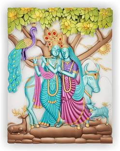 ART OCEAN Radha Krishna 3D Wall Hanging | Embossed 3D Wall Art | Spiritual Home Decor