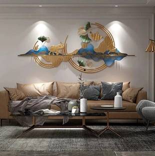 A K Handicraft 3D Creative Mountain with Elephant Hanging Metal Handmade Wall Sculptures