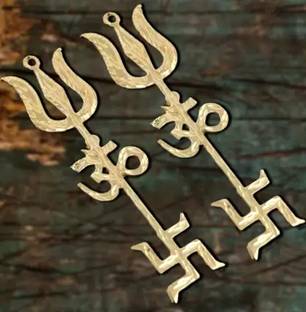 ANVIKA Pack Of 2 Shiva Trishakti Wall Hanging Decorative Brass Stand Pack of 2