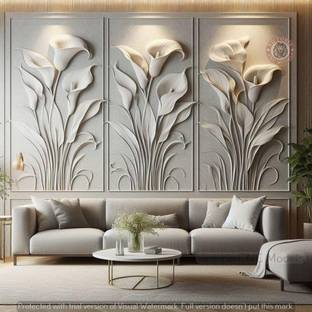 Navdurga Elegant 3d Lotus Blossom Wall Art | Embossed Floral Frame for Home & Office