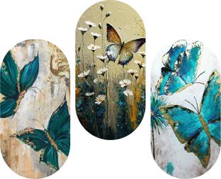BookYourGift Butterfly Design Wooden Plank Set Of 3 Decor Pack of 3