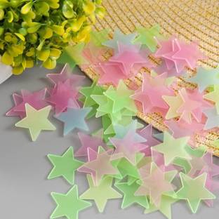Richerbrand Glow In The Dark Star Wall Colourful Glowing Stars Sticker Pack of 50