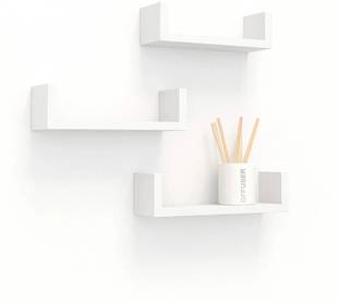 Decostyle U Shape Wooden Wall Shelf and Wall Shelves for Living room (Number of Shelves-3)