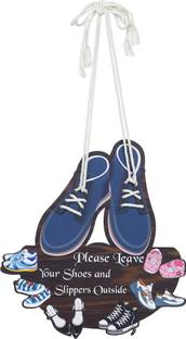 CW Crafts World Please Leave Your Shoes And Sliiper Outside Wooden Shoes Hanging for door