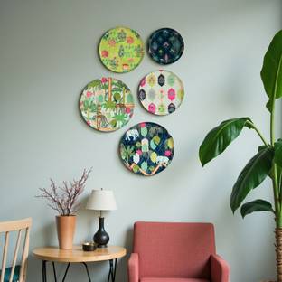 Ritualistic Jaipur Metal Wall Plates| Decorative Wall Sculpture|Home Décor & Gift Showpiece| Pack of 5