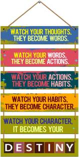 Indianara Set of 6 Motivational Wall Hanging Painting (4621WHa) Digital Reprint 30 inch x 11 inch Painting