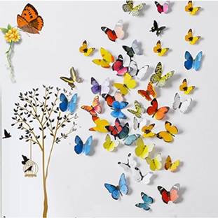 SHIVANGI LIGHTS 3D self adhesive sticker butterfly 24 psc Pack of 24