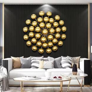 Zove Gold Metal Sphere Wall Art Modern Metal Starburst Sculpture for Living Room