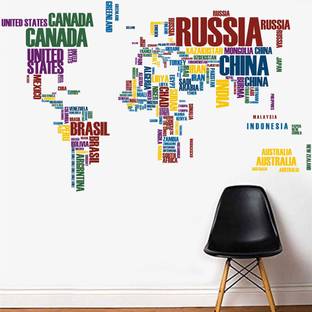 WALLPIK Country Names - World Map - Education - Learning - Kids - Wallsticker - WP319