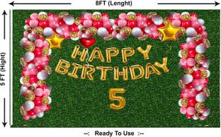 Sukalpa Happy Birthday Decoration Backdrop Alter Cloth for 5 Year Baby Birthday