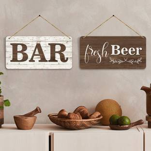 KALIT KALA DÉCOR Decorative Wall Hanging Wooden Art Decoration item for Living Room BAR86 Pack of 2