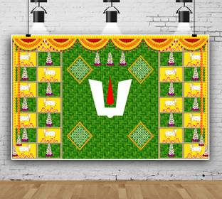 kailash creation Tirupati Balaji Decoration Backdrop Cloth for Pooja Decoration