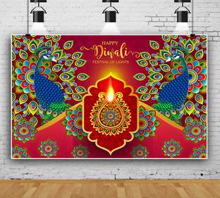 Tejas Creation Happy Diwali Backdrop for Decoration 8F & 5F Altar Cloth