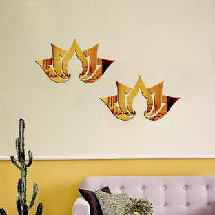 StarLaser Decorative Flower Buddha Mirror Acrylic Golden Wall Sticker Home Decor