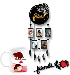 Artle Media Dream Catcher Style Photo Frame with 5 photos and wooden rose and one coffee mug Pack of 2