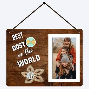 फिरकी स्टुडियो Best Dost In The World, Wooden Wall Hanging Photo Frame For Home Decor|Gift Item