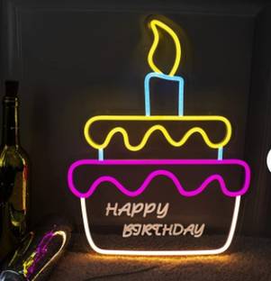 GetGoods Neon Light Happy Birthday With Cake Design For Childrens Birthday