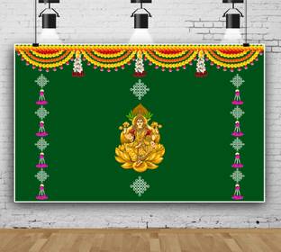 CLASSYPRINT Traditional Varamahalakshmi Backdrop Cloth for Festival Decoration
