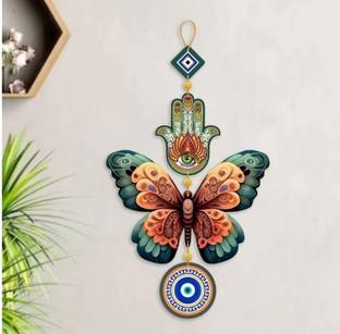 Unnati times Butterfly Evil Eye Wooden Wall Hanging For Home Decor