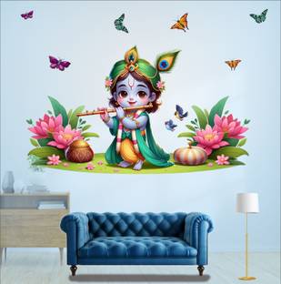 KUKU HOME DÉCOR Premium 3D Cute Krishana G Wall Sticker