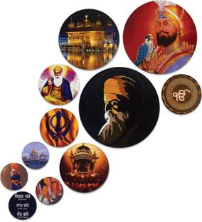BookYourGift Guru Nanak Dev Ji/Sikhism Wooden wall Plates for Home Decor/Pack of 11