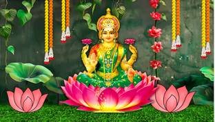 BXA Lakshmi Maa Design Backdrop Cloth for Diwali Pooja Decoration Traditional