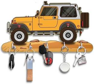 Kishucraft UV Printed "Mahindra Thar" Car Shape Designer Key Holder Home/Office Decor Item.
