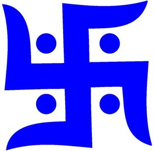 LEGZINO Swastik Simple Glossy Wall Car Vehicle Sticker 4 x 4 Inches Blue