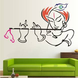 WALL STICKS Lord Krishna - Modern Art - Hindu - Religious - Decor - Wallsticker - CG118