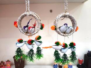 HUBBER Home & Office Decoration Artificial hanging Birds Set Of 2