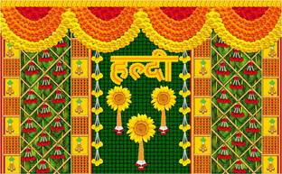 Sanskriti Decorative Haldi Fabric Backdrop 5x8 FT, Multi Color, Haldi Ceremony, Wedding